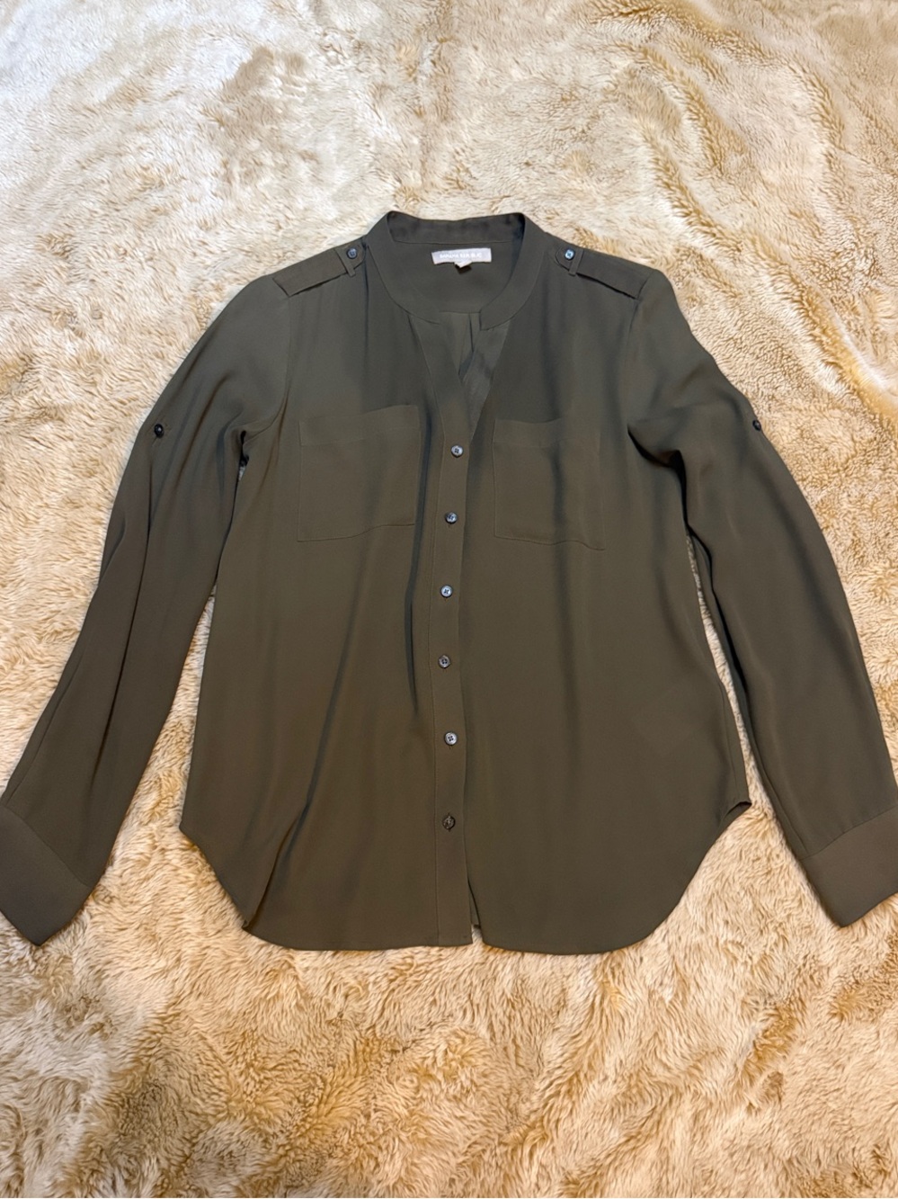 Banana Republic Olive Green Long-Sleeve Button-Down Shirt